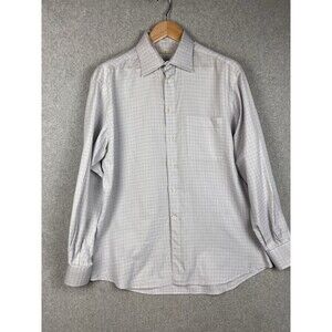 Ermenegildo Zegna Shirt Men’s XL,42 Button Up Dress Multi Color Gray Plaid Check